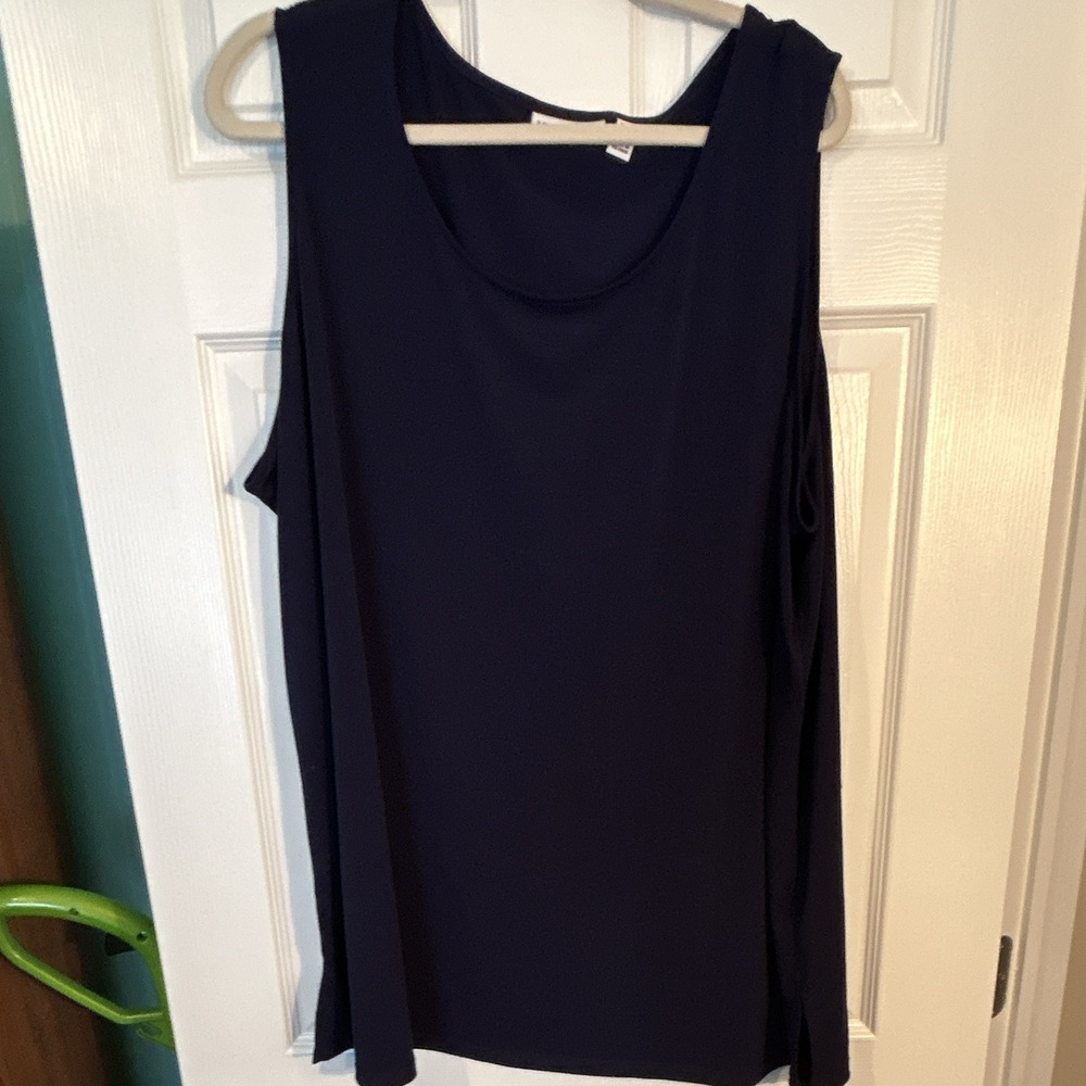 Lot 3 women's dress tank tops shells black white navy Susan graver more